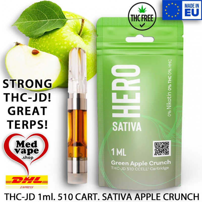 THC-JD GREEN APPLE CRUNCH 1ML 510 CCELL CARTRIDGE - EL GRINGO MEDVAPE THC WEED